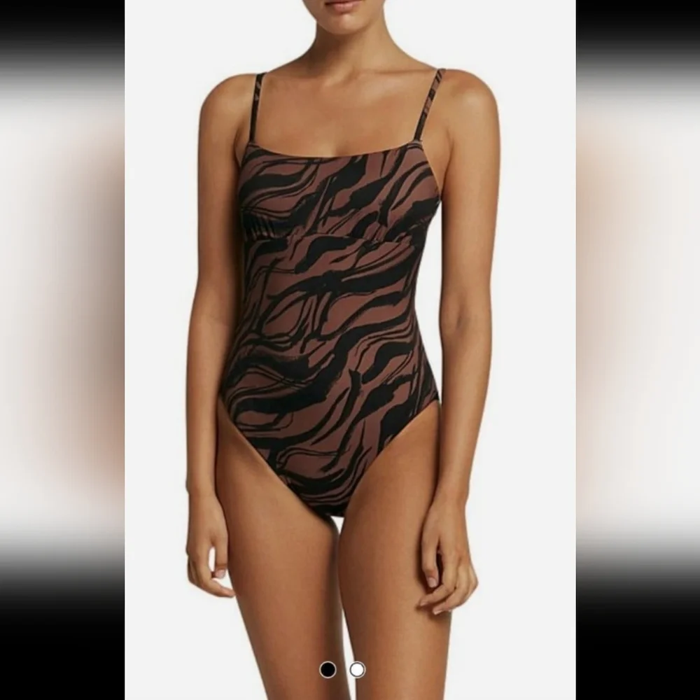 Jets Swimsuit Tank Burnt Clay Brown One Piece  sz 12 Large